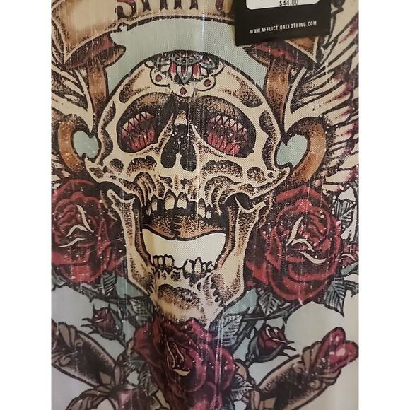 Sinful by affliction Rose Dagger short sleeve T-shirt XS NWT New CR3 Sheer - Picture 3 of 4